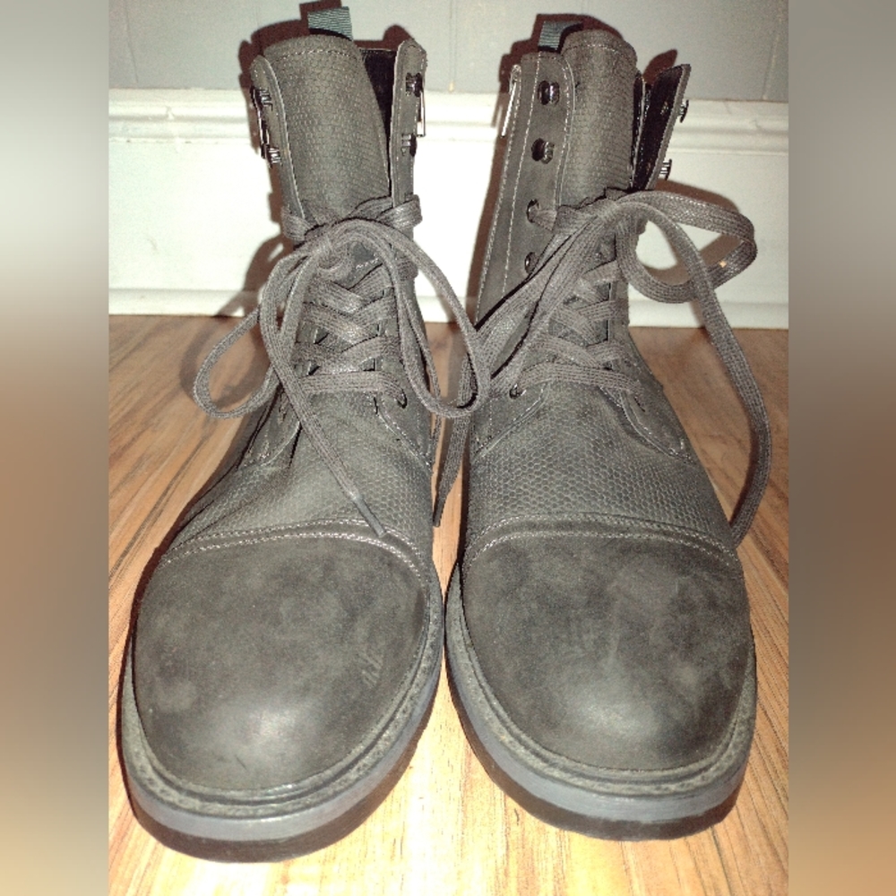 Kenneth Cole Unlisted Men's Captain Combat Boots (Gray) (Size11.5)